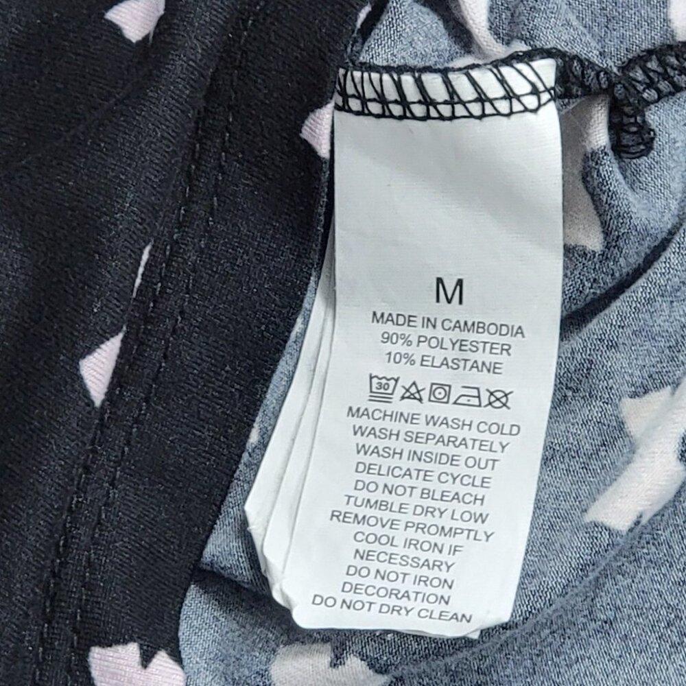 Women's Soft 2 Pc Kate Spade Pajama Set Black Pale Pink Bows - M - Picture 12 of 13